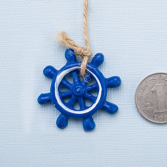 Bild von Blau - Ruder Mittelmeer Stil Fischernetz Zubehör Harz Ornamente Home Decoration Crafts 4x4cm, 1 Stück