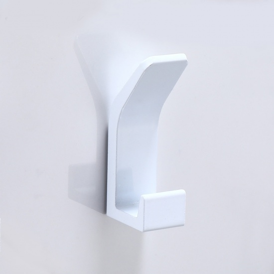Immagine di White - Aluminum Punch-Free Hooks Rack Wall-mounted Door Back For Coat Towel Bag 7x2.8x2cm, 1 Piece