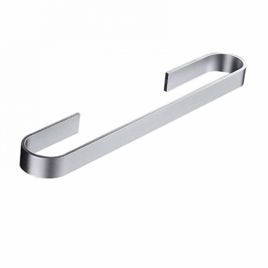 Picture of Silver Tone - Space Aluminum Wall-mounted Self Adhesive Towel Bar Rack Bathroom Accessories 40x6.7x3.1cm, 1 Piece