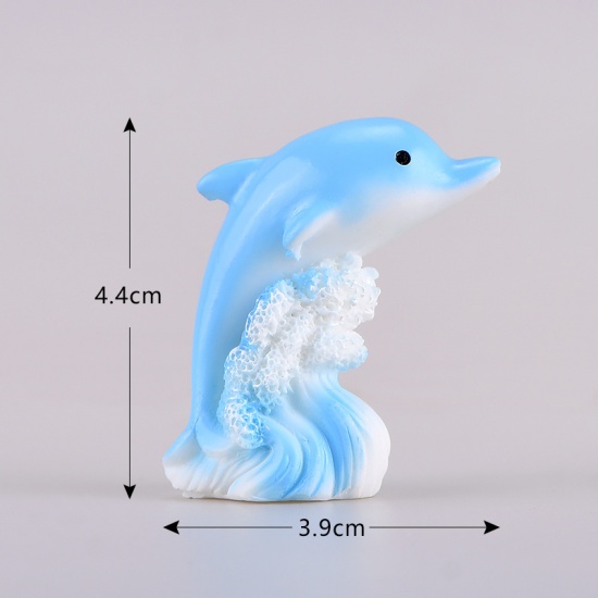Immagine di Blue - Dolphin Micro Landscape Miniature Decoration Resin Crafts 4.4x3.9cm, 1 Piece