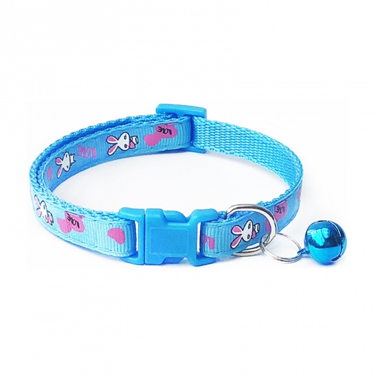 Immagine di Skyblue - Polyester Cartoon Rabbit Adjustable Dog Collars With Bell Pet Supplies Accessories 19cm long, 1 Piece