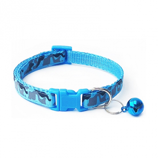 Immagine di Skyblue - Camouflage Polyester Adjustable Dog Collars With Bell Pet Supplies Accessories 20cm long, 1 Piece