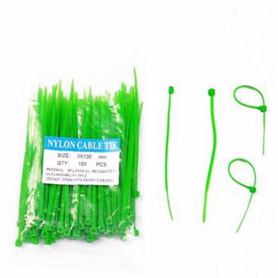 Picture of Green - 100PCs Plastic Cable Ties For Home Decoration Supplies 10cm long, 1 Packet