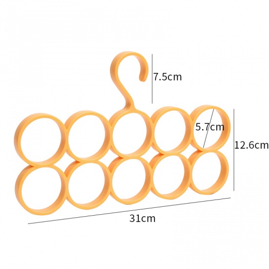 Picture of Yellow - PP Simple Multifunctional 10 Circle Tie Scarf Hanger Storage 31x20.1cm, 1 Piece