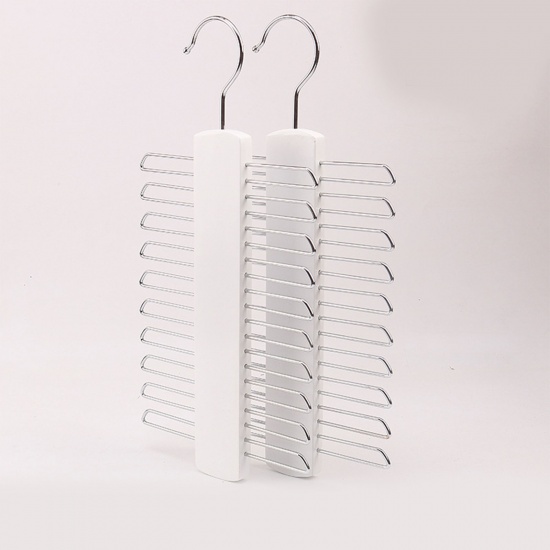 Immagine di White - Wooden Tie Rack Hanger Storage 30x15x1.2cm, 1 Piece