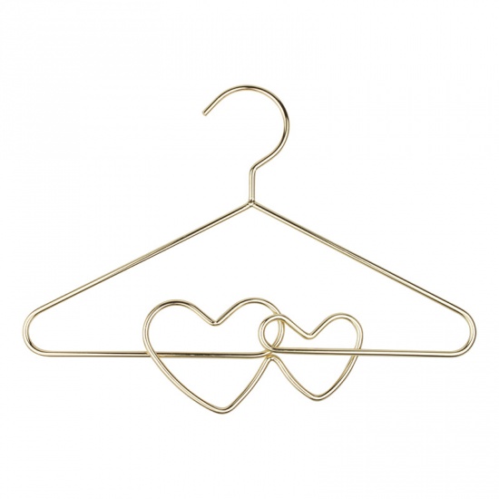 Immagine di Gold Plated - Electroplated Iron Creative Love Heart Children's Hanger 30.5x19.2cm, 1 Piece