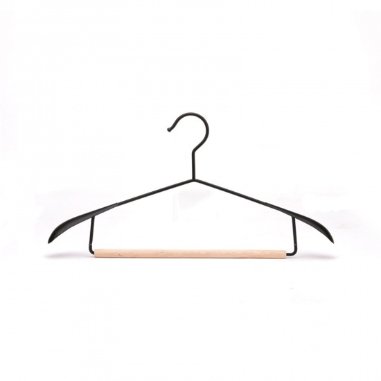 Immagine di Black - Simple Ironwork Solid Wood Wide Shoulder No Trace Adult Hanger 41.5x21cm, 1 Piece
