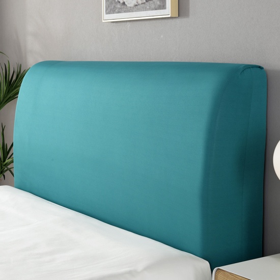 Изображение Cyan - Polyester Elastic All-inclusive Bed Head Back Headboard Dustproof Cover 220cm wide, 1 Piece