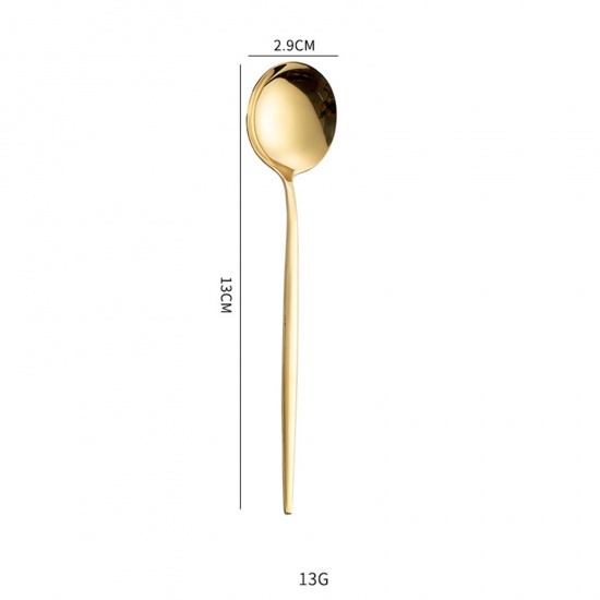 Picture of Golden - 410 Stainless Steel Tea Spoon Tableware Gift 13x2.9cm, 1 Piece