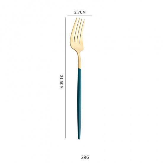 Picture of Green - 410 Stainless Steel Fork Tableware Gift 21.5x2.7cm, 1 Piece