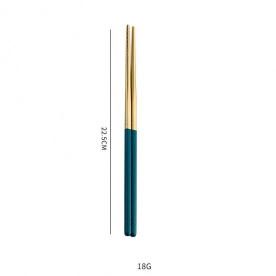 Picture of Green - 410 Stainless Steel Chopsticks Tableware Gift 22.5cm long, 1 Piece