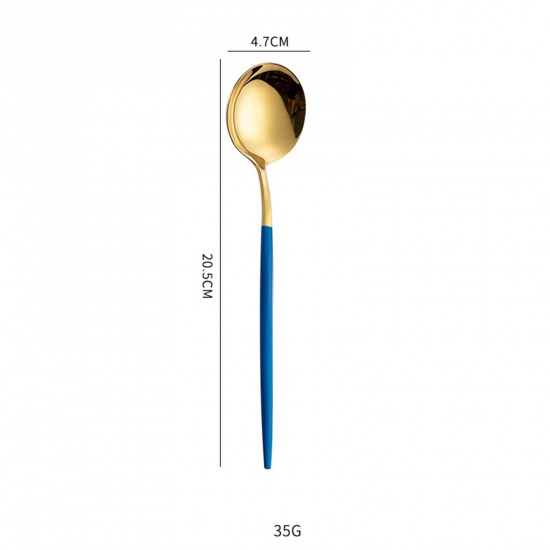 Picture of Blue - 410 Stainless Steel Spoon Tableware Gift 20.5x4.7cm, 1 Piece