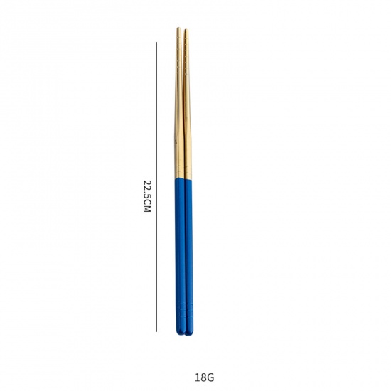Picture of Blue - 410 Stainless Steel Chopsticks Tableware Gift 22.5cm long, 1 Piece