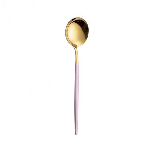 Picture of Pink - 410 Stainless Steel Tea Spoon Tableware Gift 13x2.9cm, 1 Piece