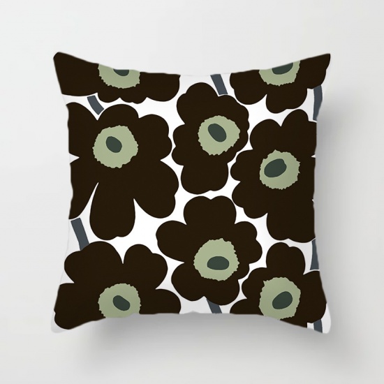 Изображение Black - Peach Skin Fabric Poppies Flower Pillowcase Home Textile 45x45cm, 1 Piece