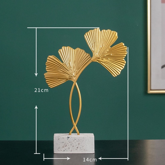 Immagine di Golden - Wrought Iron Small Ginkgo Leaf Home Ornament Decoration 21x14cm, 1 Piece