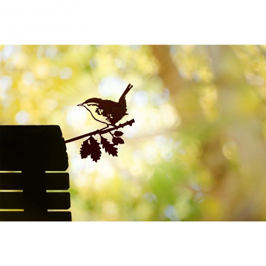 Picture of Black - Wrought Iron Bird Inserted Card Outdoor Yard Art Garden Decoration 25x20cm - 17x12cm, 1 Piece