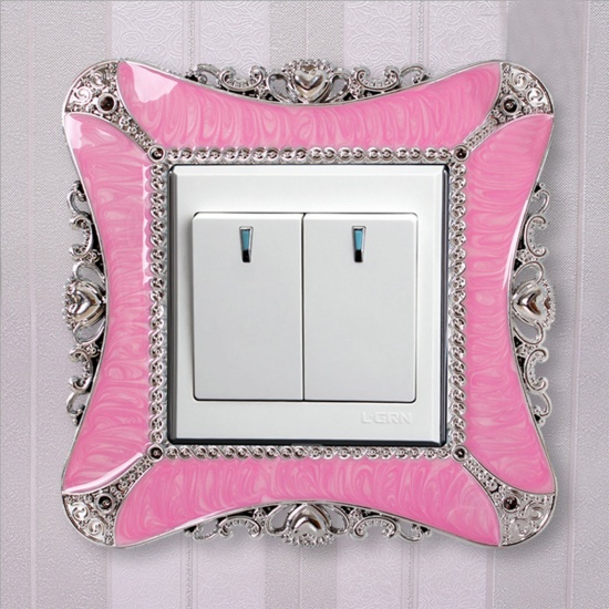 Picture of Pink - European Style Lace Light Switch Wall Stickers Decals DIY Art Home Decoration, 1 Piece