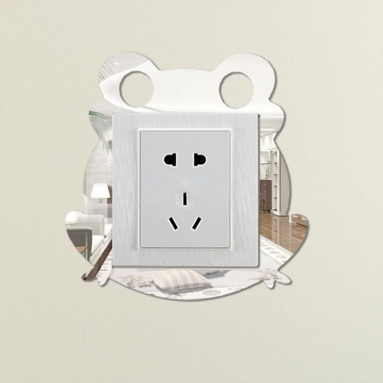 Picture of Silvery - Frog Acrylic Mirror Light Switch Wall Stickers Decals DIY Art Home Decoration 14.7x14.7cm, 1 Piece