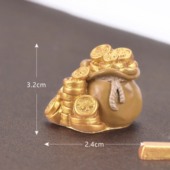 Picture of Golden - 10# Fortune Bull Series Resin Micro Landscape Miniature Decoration 3.2x2.4cm, 1 Piece
