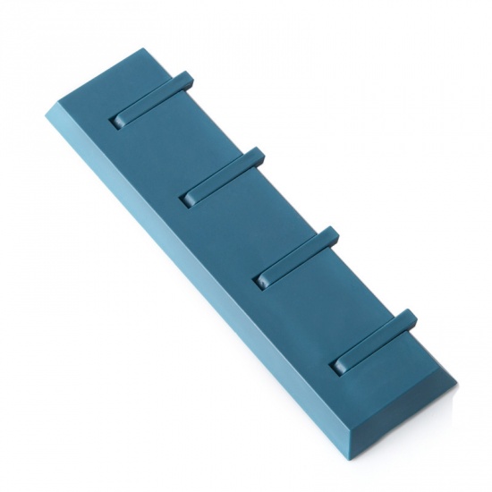 Imagen de Blue - ABS 4 Hooks Punch-free Adhesive Wall-mounted Hanger Rack 21x5.5cm, 1 Piece
