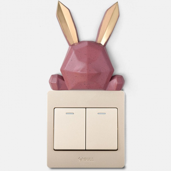 Picture of Red - Rabbit Resin 3D Light Switch Decorative Sticker 8x2x9.3cm, 1 Piece