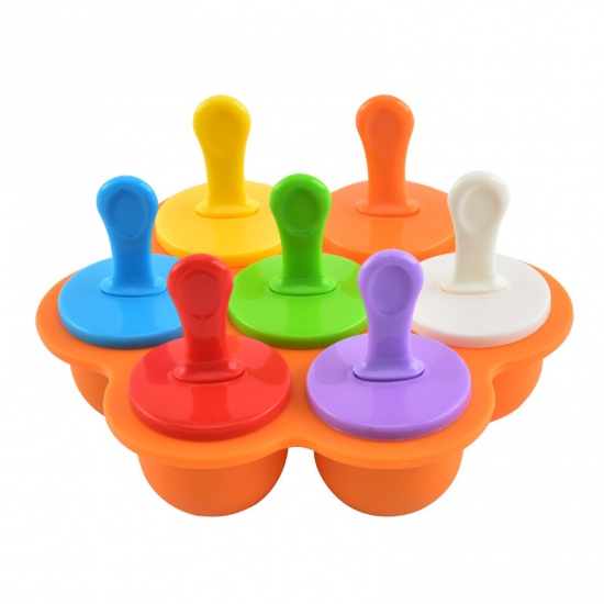 Picture of Orange - 7 Cell Ice-lolly Silicone Mold Food Grade 16x12x3.6cm, 1 Piece