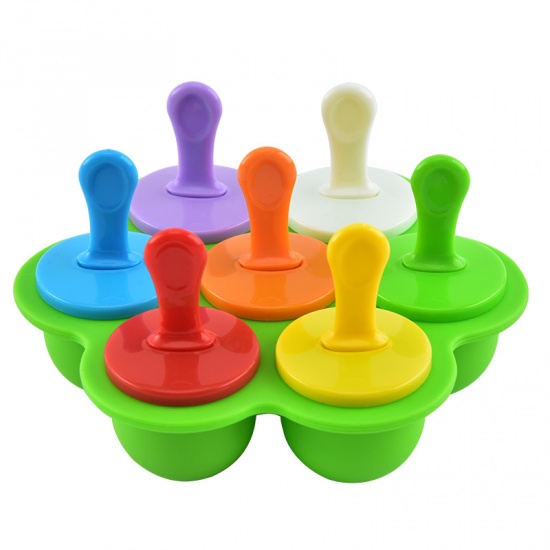 Picture of Green - 7 Cell Ice-lolly Silicone Mold Food Grade 16x12x3.6cm, 1 Piece