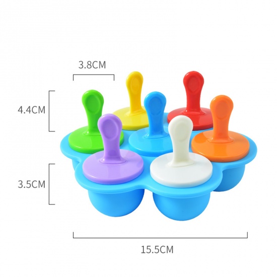 Picture of Blue - 7 Cell Ice-lolly Silicone Mold Food Grade 16x12x3.6cm, 1 Piece