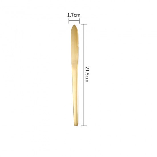 マットゴールド-420ステンレス鋼ナイフ食器カトラリー食器ドローベンチ21.5x1.7cm、1 個 の画像