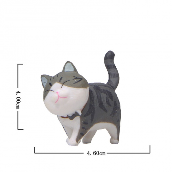 Immagine di Gray - PVC Cute Cat Ornaments Home Landscape Miniature Decoration 4x4.6cm, 1 Piece
