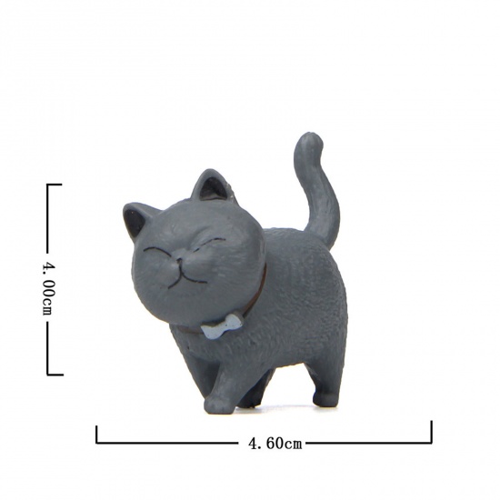Immagine di Gray - PVC Cute Cat Ornaments Home Landscape Miniature Decoration 4x4.6cm, 1 Piece