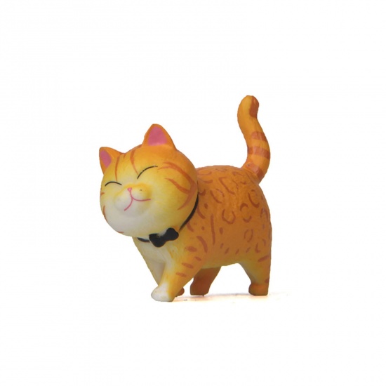 Immagine di Yellow - Second Generation PVC Cute Cat Ornaments Home Landscape Miniature Decoration 4.1x4.6cm, 1 Piece