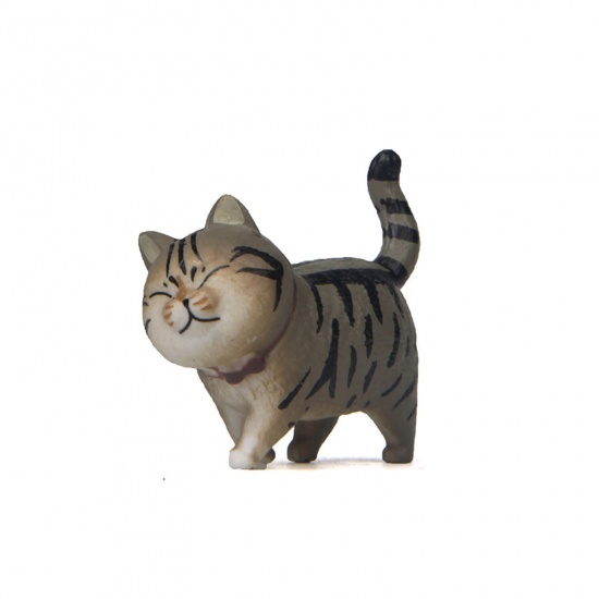 Immagine di Gray - Second Generation PVC Cute Cat Ornaments Home Landscape Miniature Decoration 4.1x4.6cm, 1 Piece