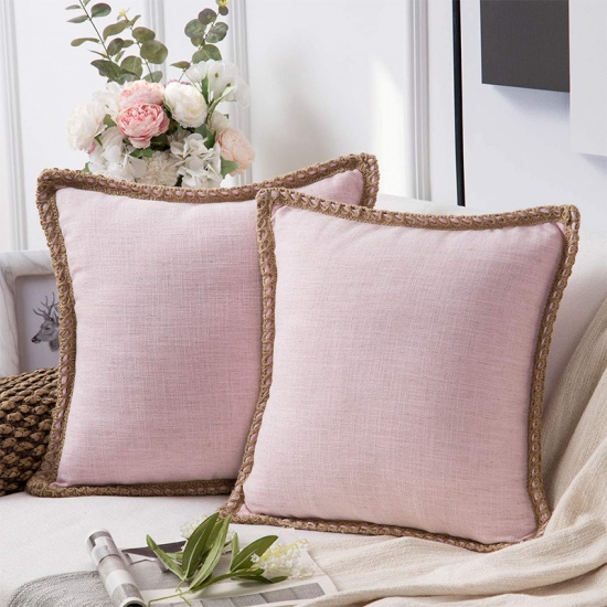 Immagine di Pink - Flax Embroider Pillowcase Home Textile 30x50cm, 1 Piece