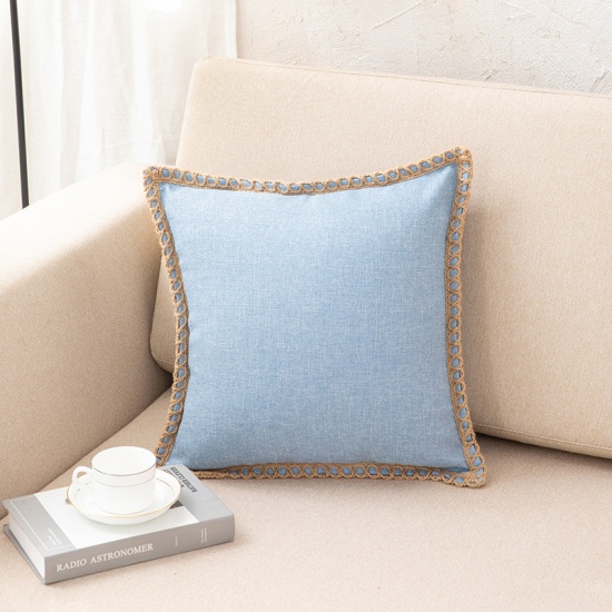 Immagine di Aqua Blue - Flax Embroider Pillowcase Home Textile 30x50cm, 1 Piece