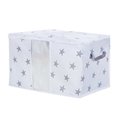 Immagine di White - Large Star Household Non-Woven Moisture-Proof Clothes Quilt Storage Bag With Handle 60x43x36cm, 1 Piece