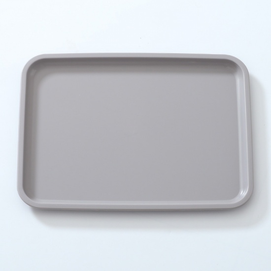 Immagine di Gray - Single Layer Large Rectangular PP Tea Cup Tray Creative Nordic Style 35.2x25.5x2.4cm, 1 Piece