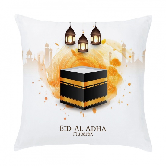 Picture of White - 3# Peach Skin Fabric Ramadan Printed Pillowcase Home Textile 45x45cm, 1 Piece