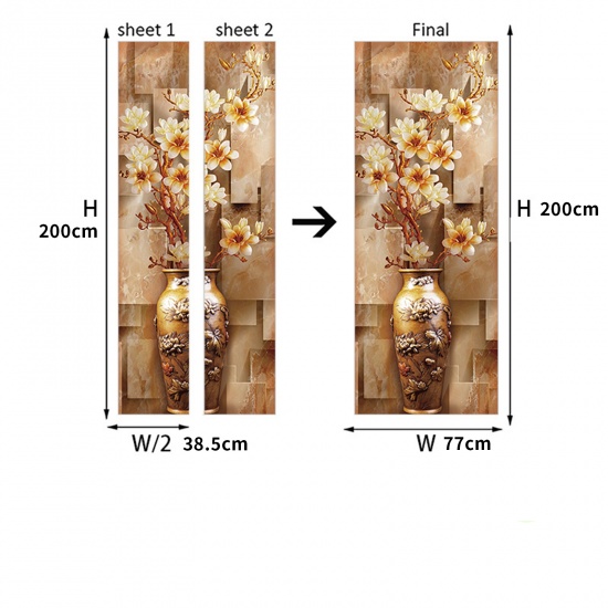 Picture of Light Brown - PVC Creative Landscape High-Definition Printing Door Stickers Self-Adhesive Refurbishment Home Decoration 77x200cm, 1 Set