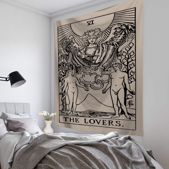 Изображение Beige - 2# Retro Tapestry Living Room Bedroom Home Hanging Decoration 150x130cm, 1 Piece