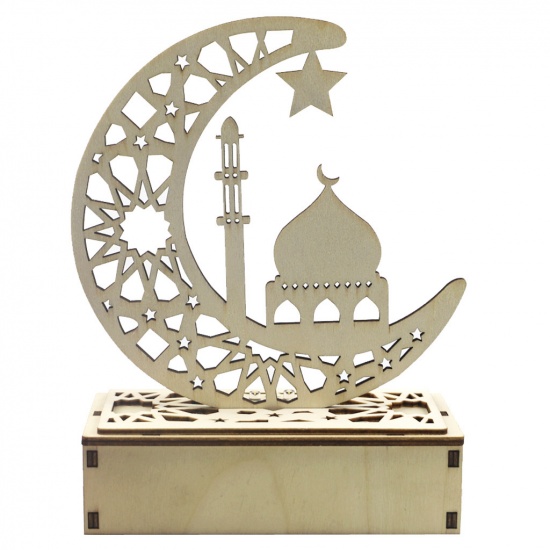 Picture of Natural - 8# Boxwood Woodcarving Ornaments Decorations For Ramadan Festival Eid Al-Fitr 20x14x6cm, 1 Set