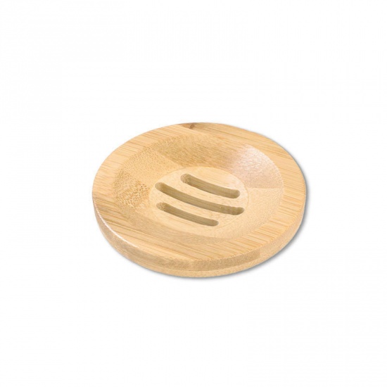Immagine di Natural - Moldproof Draining Bamboo Soap Holder 8x8x1.2cm, 1 Piece