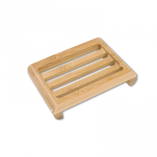 Immagine di Natural - Moldproof Draining Bamboo Soap Holder 8x11x2.1cm, 1 Piece