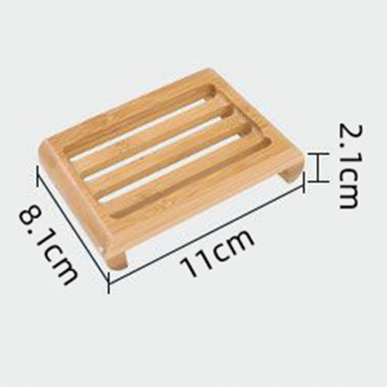 Immagine di Natural - Moldproof Draining Bamboo Soap Holder 8x11x2.1cm, 1 Piece