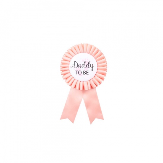 Picture of Orange Pink - Daddy To Be Brooch Badge Baby Shower Party Supplies 8x15cm, 1 Piece