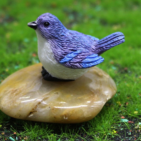 Picture of Blue - Resin Simulation Bird Micro Landscape Miniature Decoration 3.4x2.2x2.3cm, 1 Piece