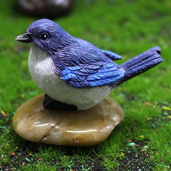 Picture of Blue - Resin Simulation Bird Micro Landscape Miniature Decoration 5.3x3x3.3cm, 1 Piece