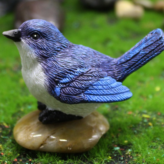 Picture of Blue - Resin Simulation Bird Micro Landscape Miniature Decoration 6.8x4x4.3cm, 1 Piece