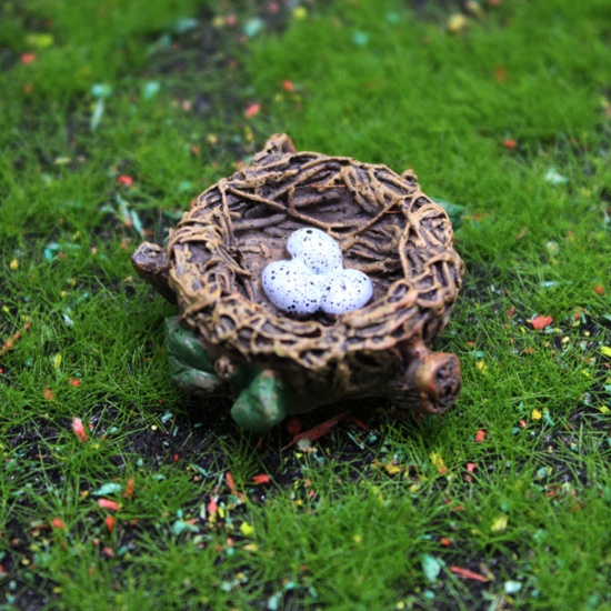 Picture of Brown - Resin Simulation Bird Nest Micro Landscape Miniature Decoration 3.3x1cm, 1 Piece